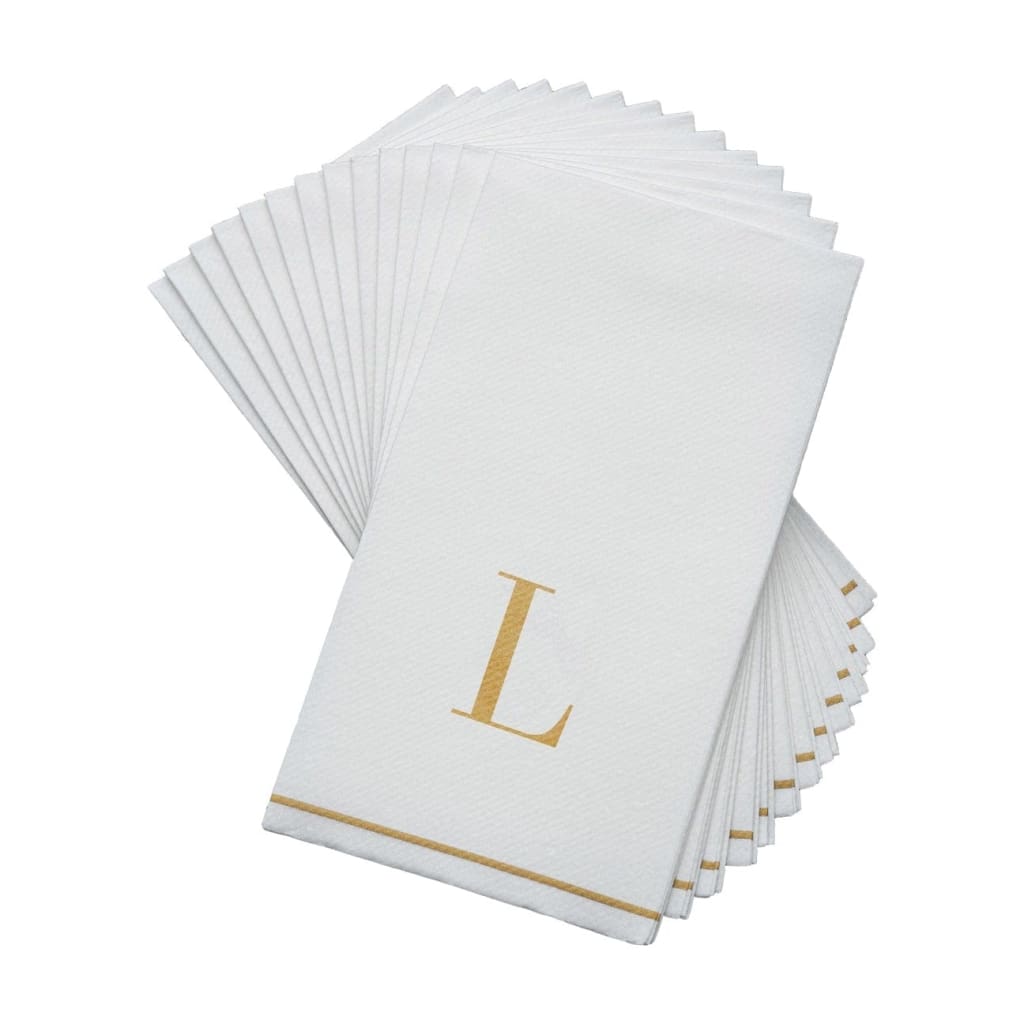 Letter L Gold Monogram Paper Dinner Napkins 14 Pack