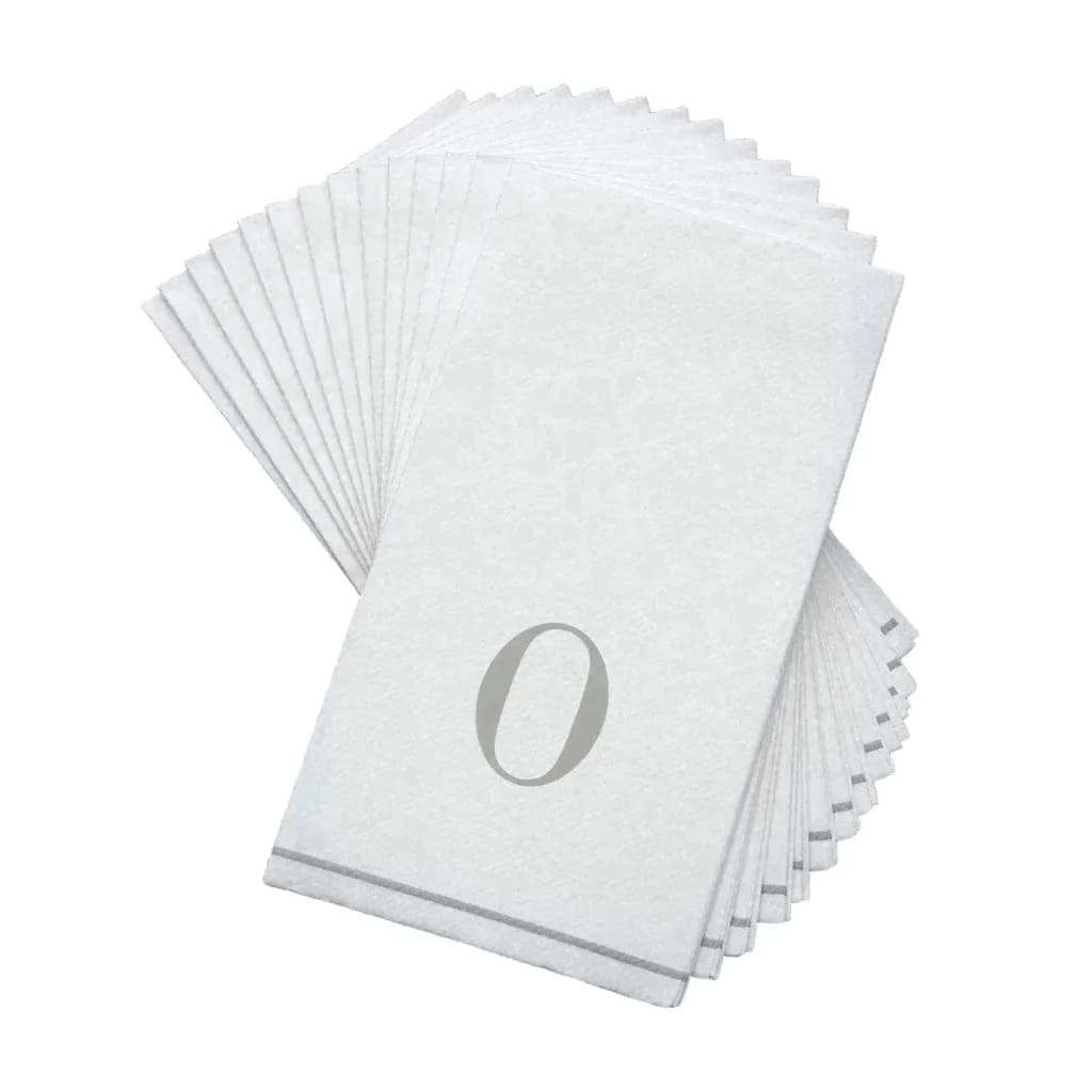 Letter O Silver Monogram Paper Dinner Napkins 14 Pack