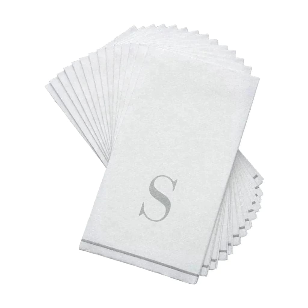Letter S Silver Monogram Paper Dinner Napkins 14 Pack