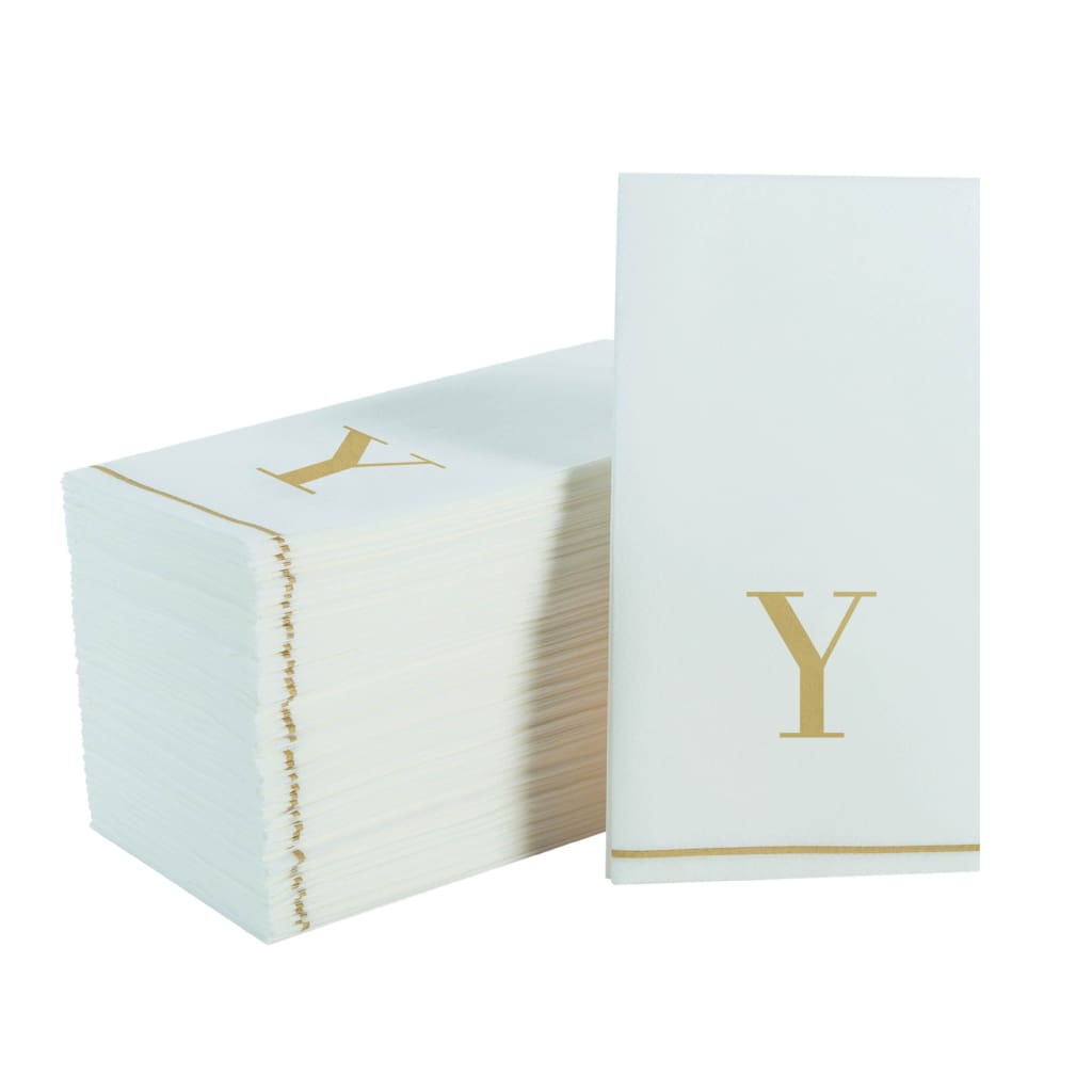 Letter Y Gold Monogram Paper Dinner Napkins 14 Pack