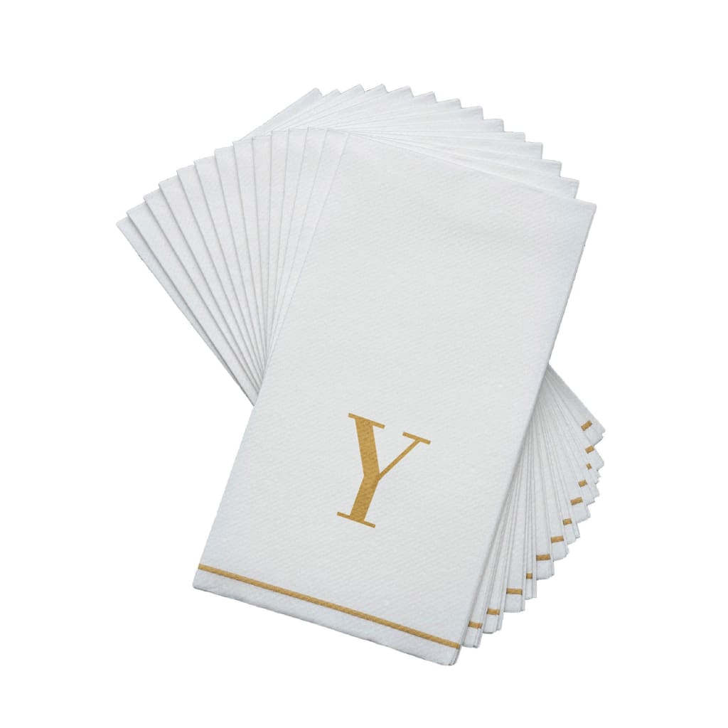 Letter Y Gold Monogram Paper Dinner Napkins 14 Pack