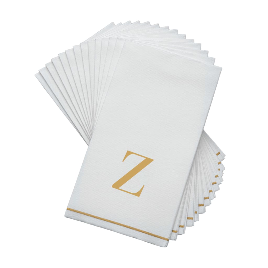 Letter Z Gold Monogram Paper Dinner Napkins 14 Pack