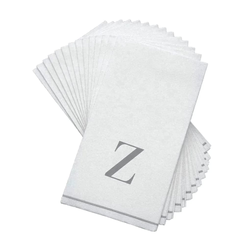 Letter Z Silver Monogram Paper Dinner Napkins  14 Pack