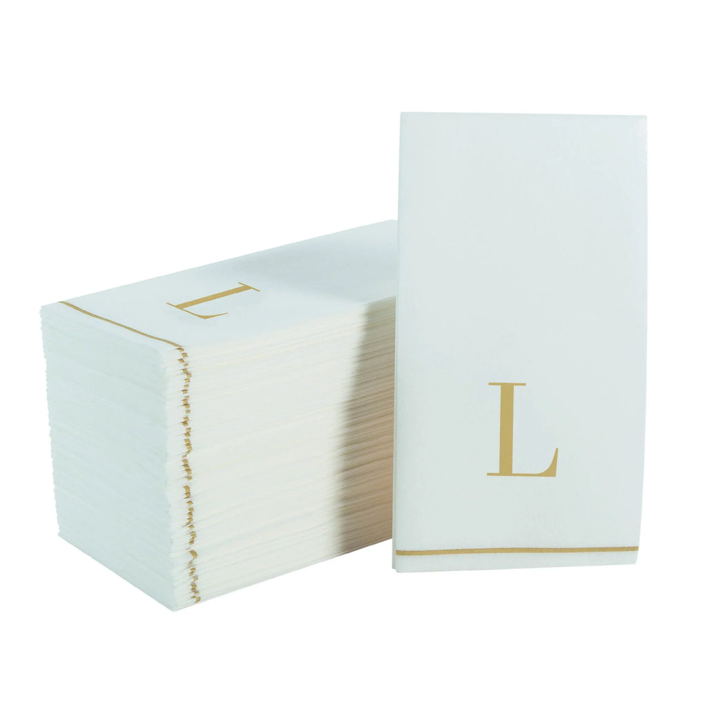 Letter L Gold Monogram Paper Dinner Napkins 14 Pack