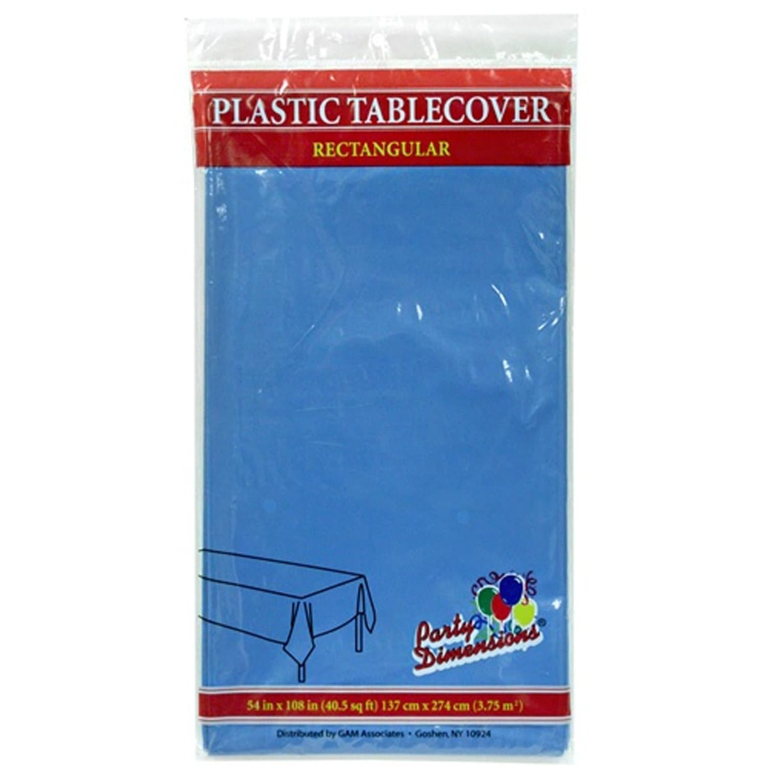 54'' X 108'' Medium Blue Rectangular Tablecover Plastic