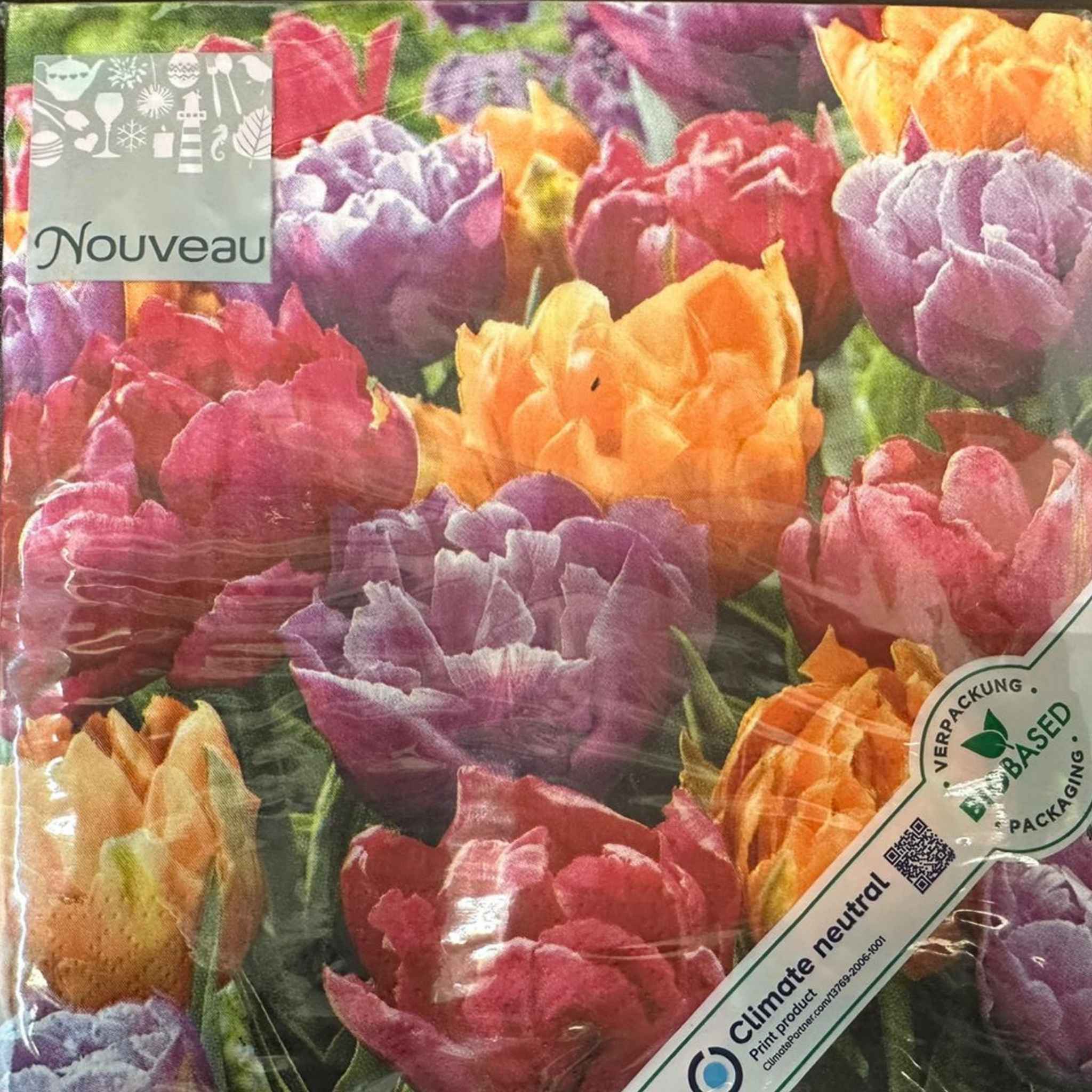 Paper Lunch Napkins Orange Red Tulip Blossoms 20 Pack