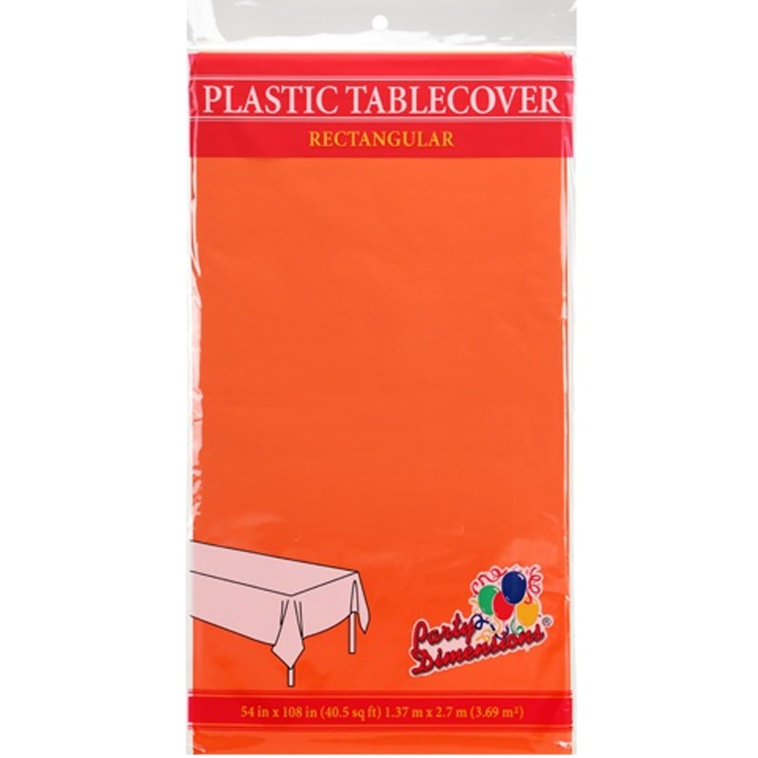 54'' X 108'' Orange Rectangular Tablecover Plastic