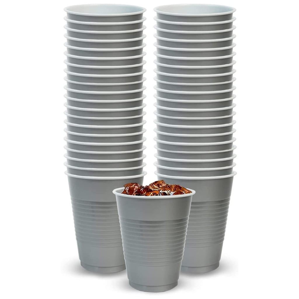 18oz Plastic Cups Silver (Hanna K Signature Collection)