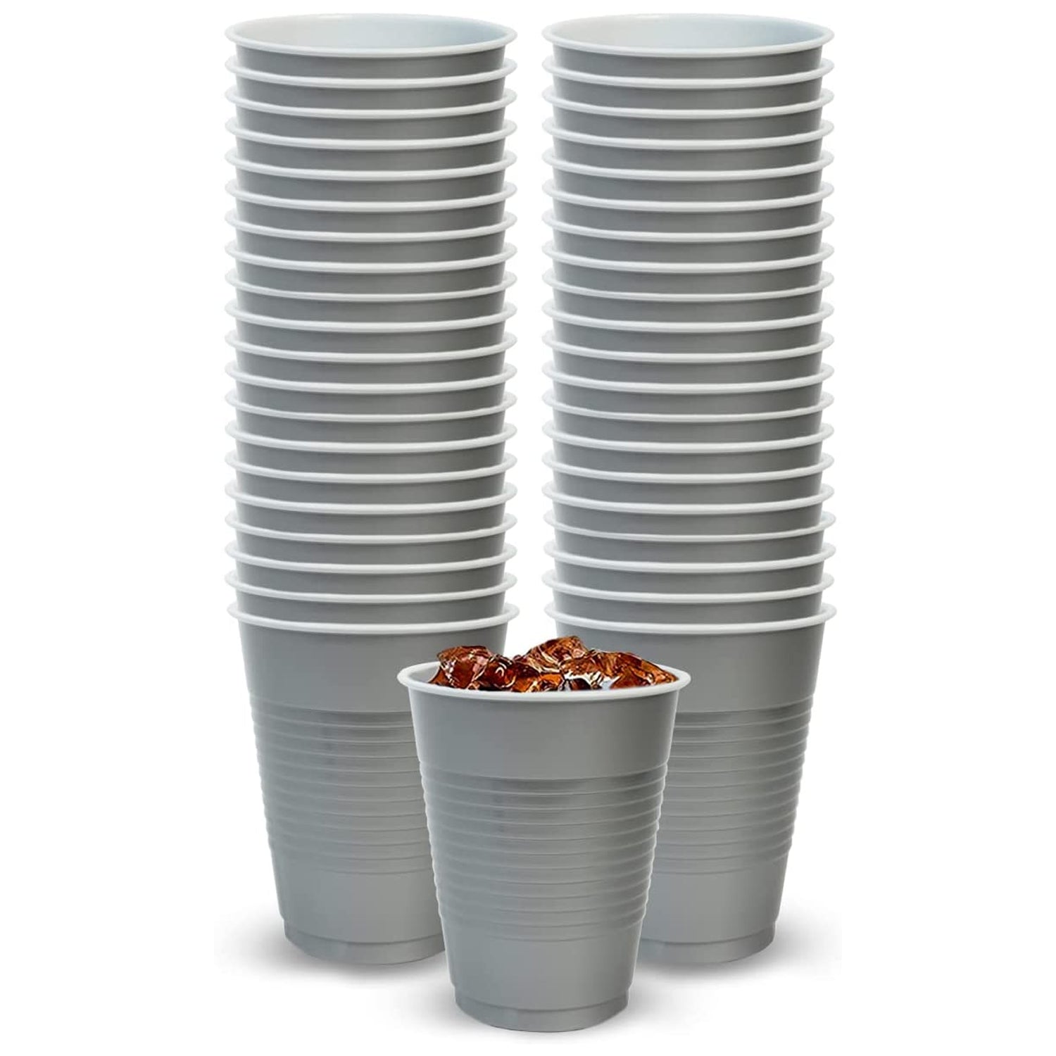 18oz Plastic Cups Silver (Hanna K Signature Collection)