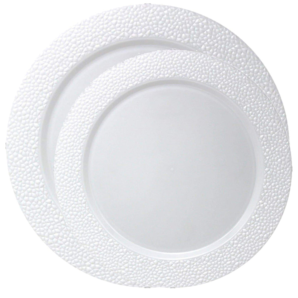 Hammered Design Plastic Charger White 13" 2 Pack