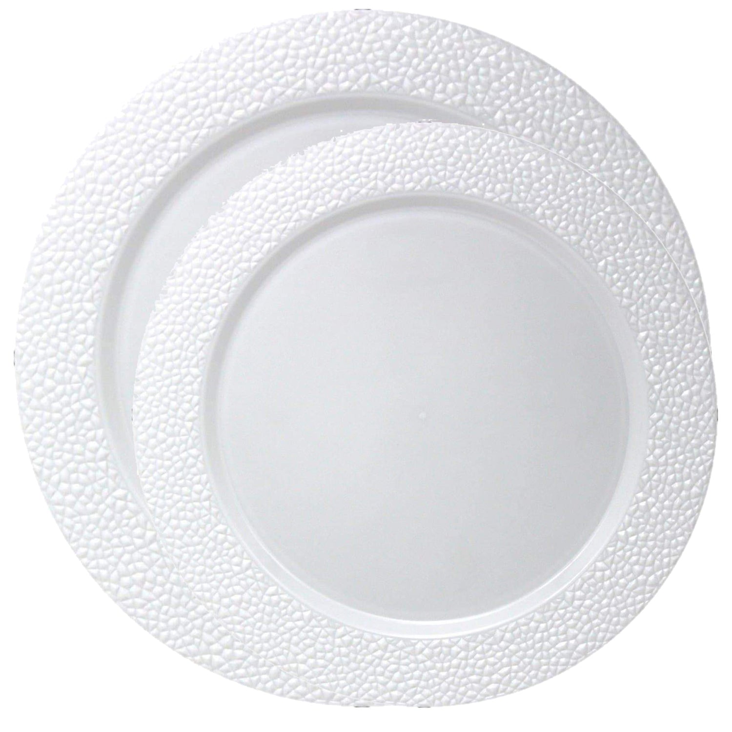 Hammered Design Plastic Charger White 13" 2 Pack