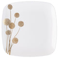 Dandelion 10" White & Gold Square Disposable Plastic Dinner Plate 10 Pack