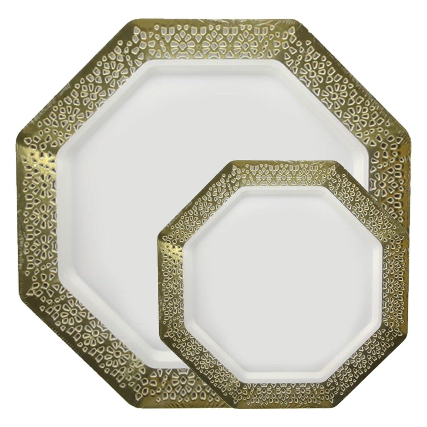 White Lace Gold Rim Plastic Heavyweight Set- Value Pack-Lacetagon
