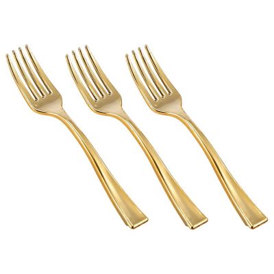 4" Gold Mini Plastic Forks 24 Pack