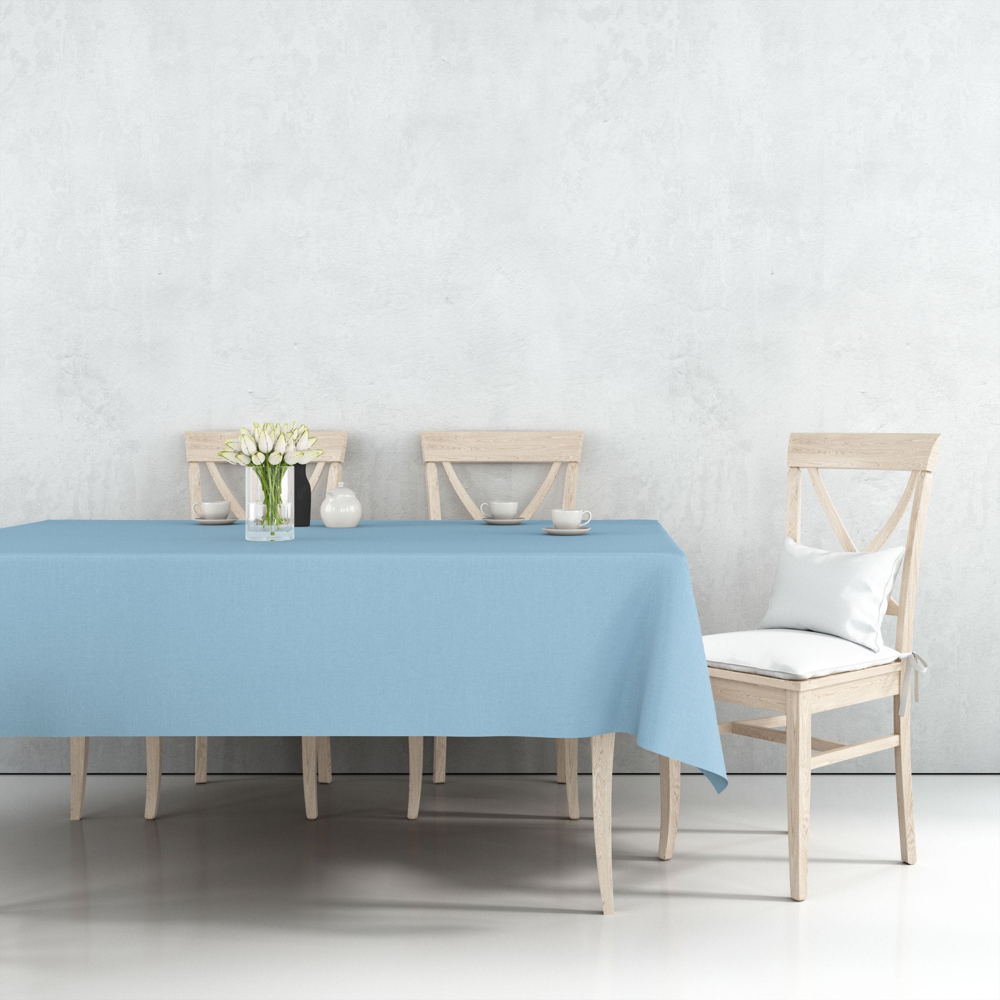 *WHOLESALE* 54'' X 108'' Light Blue Rectangular Table cover Disposable Plastic 48/Case