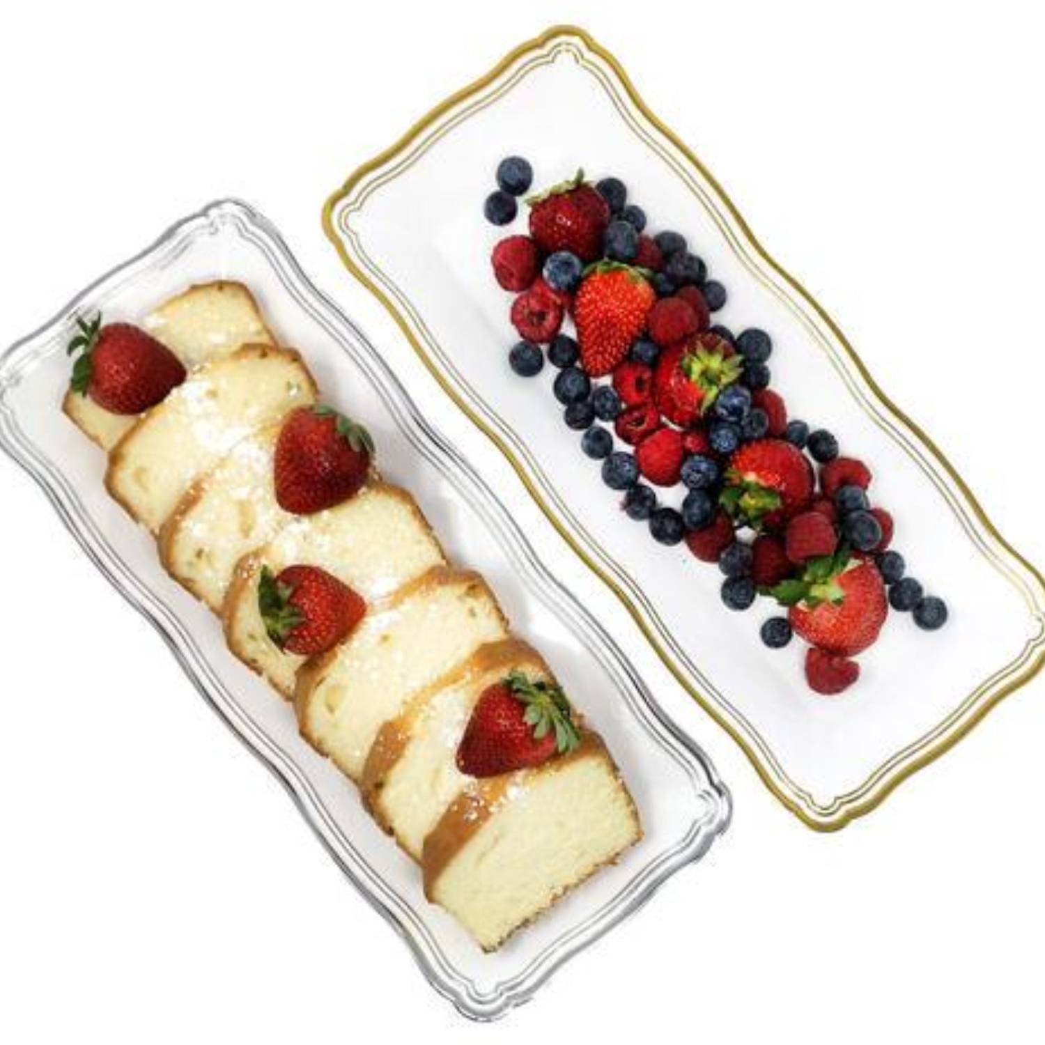 Aristocrat 13.75"x6" White & Gold Narrow Serving Trays Plastic 2 Pack