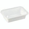 24oz Container With Lid Extra Strong White Rectangular Meal Prep Plastic