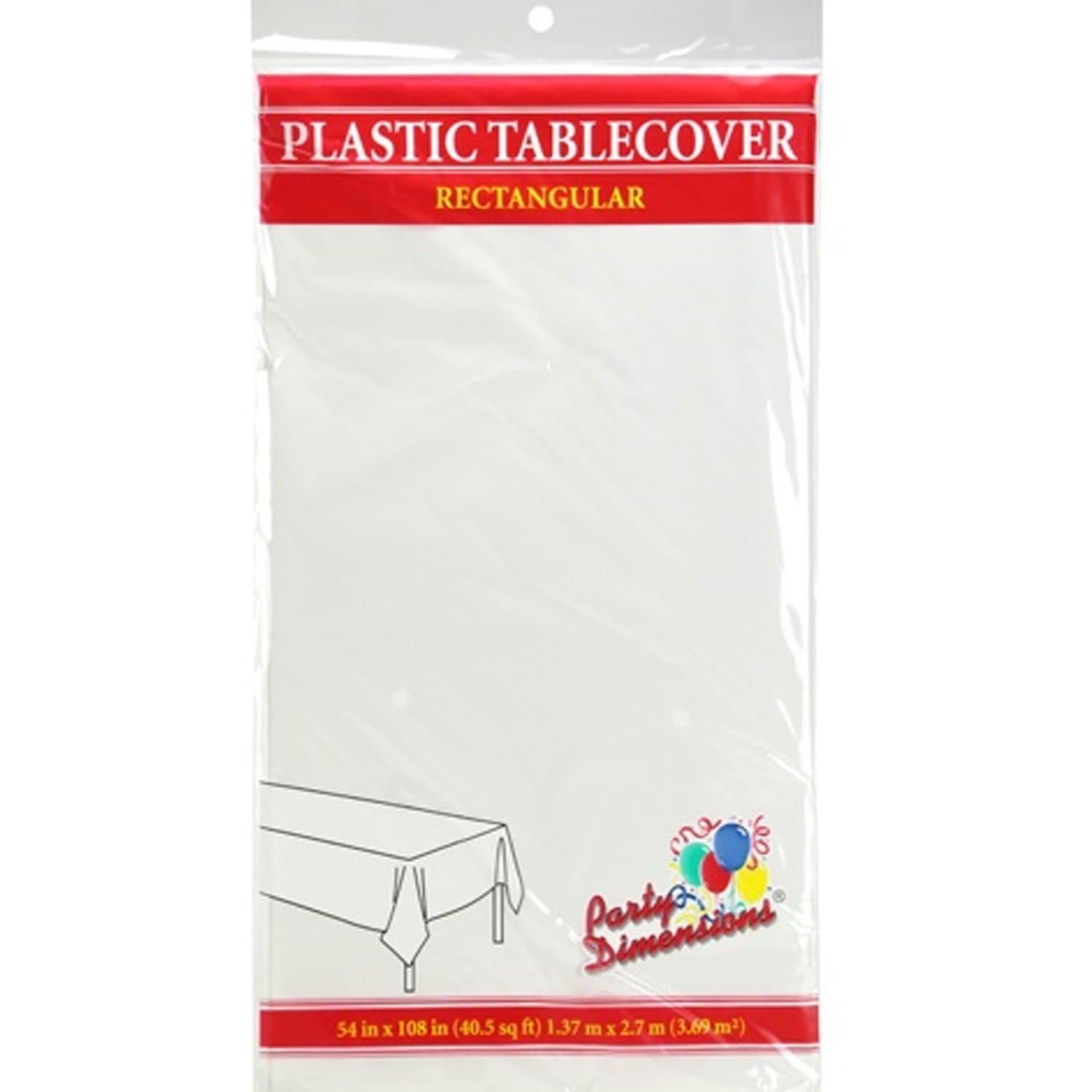 54'' X 108'' White Rectangular Tablecover Plastic